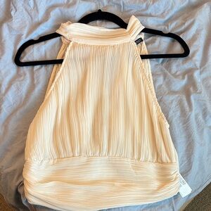Zara Cream Pleated Sleeveless Blouse